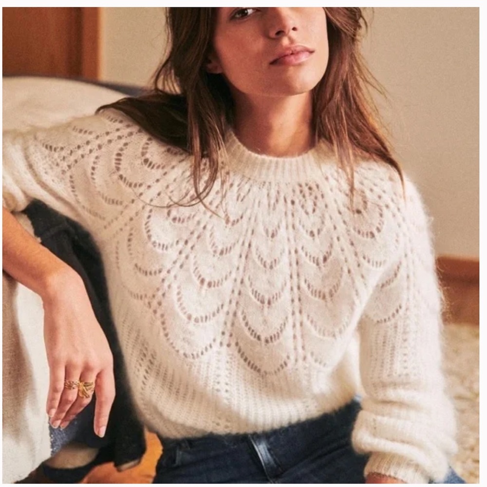 Sezane Paulin Jumper in White Size Small